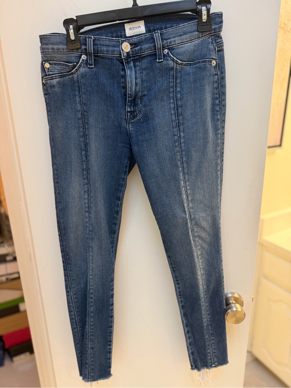Hudson Jeans Women's Dark Blue Ankle Skinny Jeans with Raw Hem